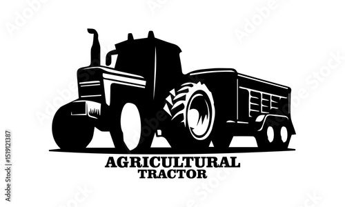 Agricultural tractor vector illustration, agricultural tractor logo on white background and tractor logo icon