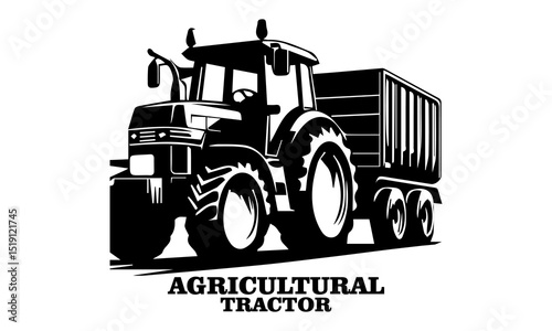 Agricultural tractor vector illustration, agricultural tractor logo on white background and tractor logo icon