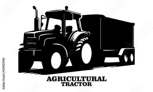 Agricultural tractor vector illustration, agricultural tractor logo on white background and tractor logo icon