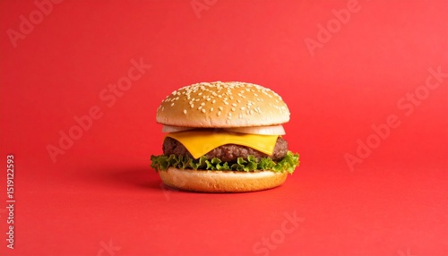 hamburger on a red background