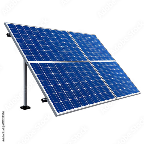 Blue solar panels mounted on a metal frame designed to capture sunlight and convert it into renewable energy