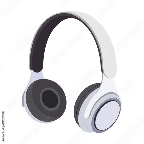 Modern white wireless headphones vector illustration