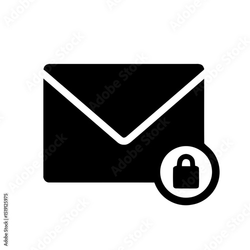Secure email message icon, encrypted communication symbol. Private mail envelope with lock graphic, data protection and confidentiality illustration for digital.