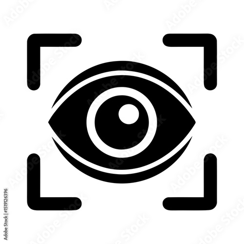 Biometric eye scan icon, iris recognition technology symbol. Security identification and access control graphic, futuristic authentication system illustration design.