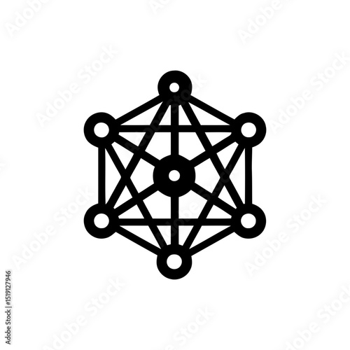 Abstract network connections icon, data or neural network symbol. Interconnected nodes and communication links graphic, technology and connectivity illustration.