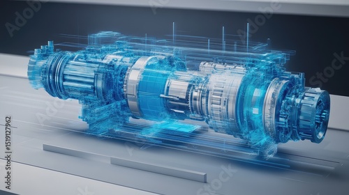Hydraulic automation system in motion, showcasing gears, pistons, and digital controls