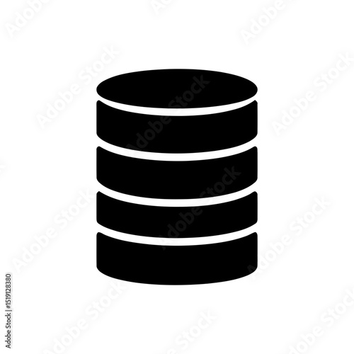 Database server icon for data storage, information management, and backend systems. Ideal for cloud computing, big data analytics, and secure records.