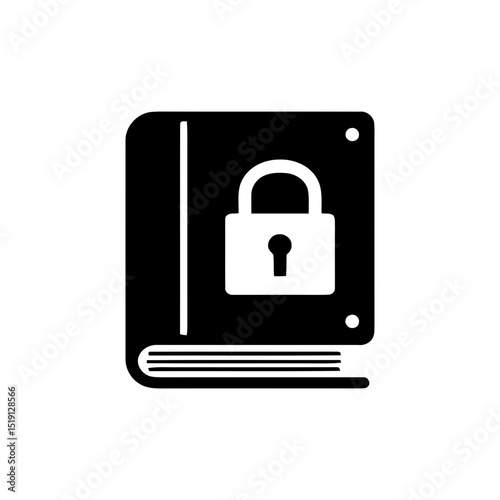 Locked book icon for secure information, private diary, confidential documents, or knowledge protection. Represents restricted access to sensitive content.