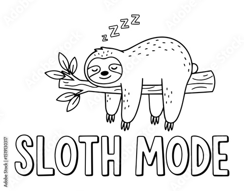 sloth mode sleeping animal vector illustration for kids
