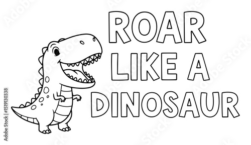 roar like a dinosaur cartoon vector illustration for kids