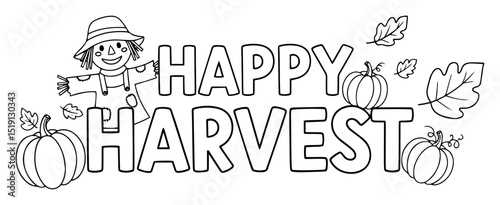 happy harvest autumn pumpkins vector illustration for kids