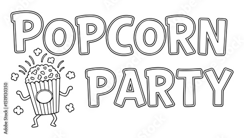 popcorn party vector illustration with cute character for kids