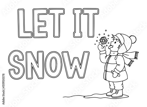 let it snow winter boy illustration with snowflakes