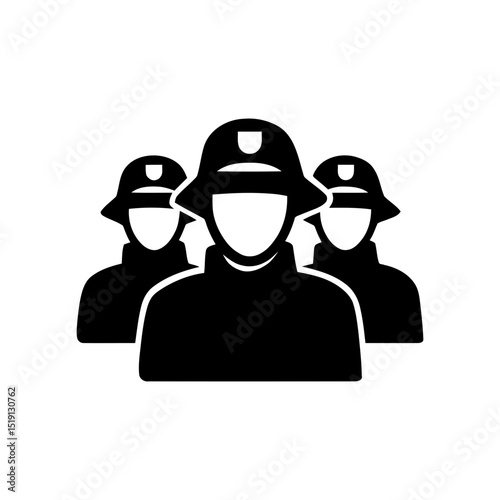 Group of workers or engineers with hard hats, for security team, IT staff, operations personnel, or collaborative workforce. Symbolizes teamwork.