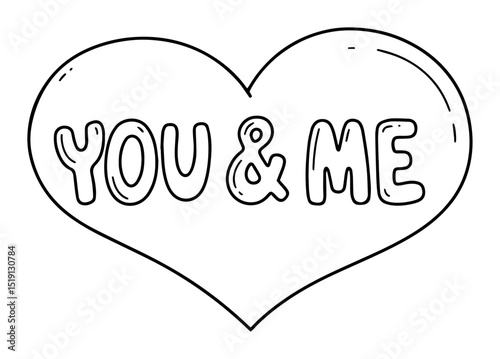 you and me heart love quote vector illustration