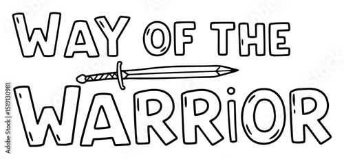 way of the warrior sword quote vector illustration