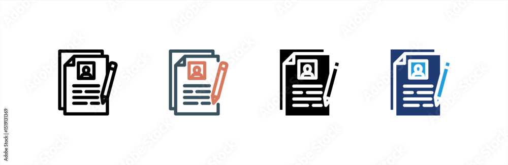 Cv icon set multiple style collection. Vector illustration. Cv icon set multiple style collection. Vector illustration.