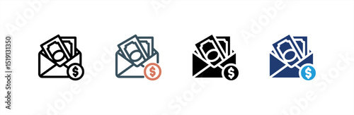 Salary  icon set multiple style collection. Vector illustration.