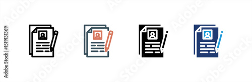 Cv  icon set multiple style collection. Vector illustration.