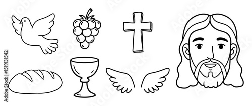 christian communion symbols vector illustration