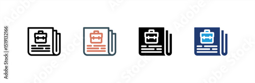 Newspaper  icon set multiple style collection. Vector illustration.