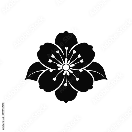 Sakura flower silhouette vector icon.