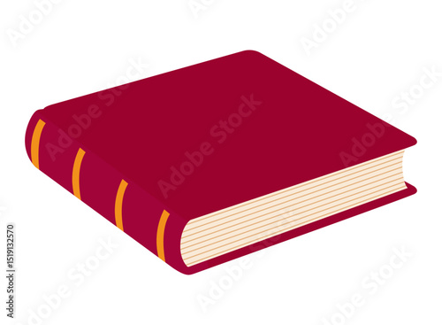 Red closed book isolated on white or transparent background. Vector illustration. Element close-up for school design decoration. Notepad and diary for notes.