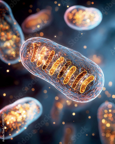 Oxidative stress response. Mitochondrial stress and oxidative damage illustrated in a scientific image.