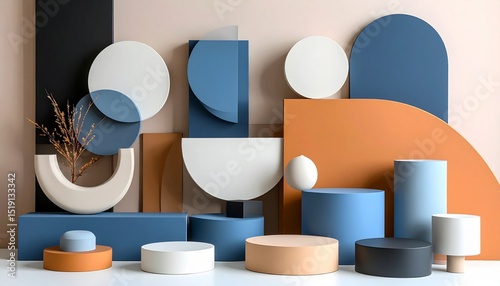 3d render of geometric shapes background