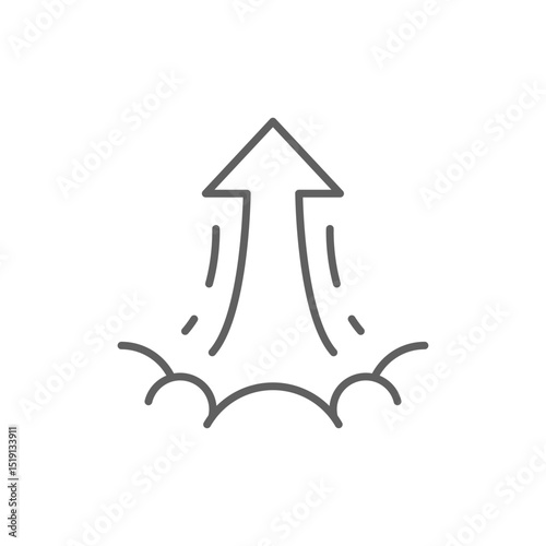 Upward Arrow Launch Icon Outline Vector with Editable Stroke and Line Design Symbolizing Growth Boost and Progress