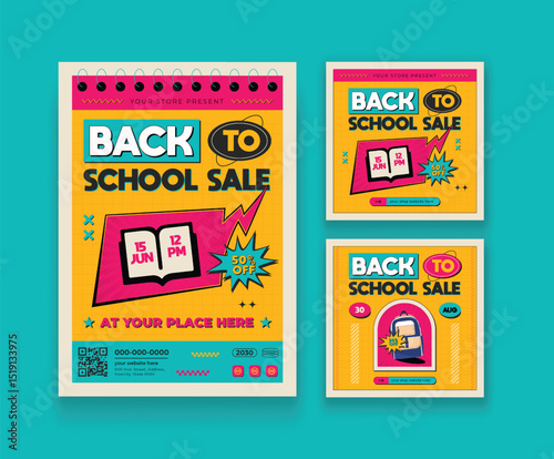 Back to School Sale Social Media, Story, and Flyer Set Template