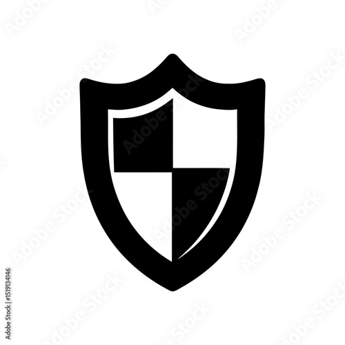 Monitor with shield and graph, for security analytics, threat intelligence dashboard, or system performance monitoring. Visualizing data protection trends.
