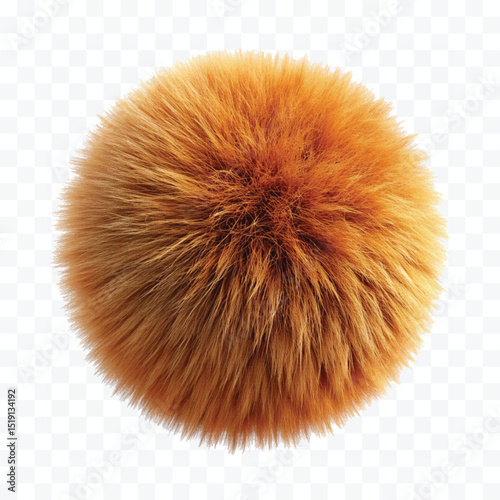 abstract 3d soft hairy fluffy fur ball or pom-pom in different color style isolated on white background