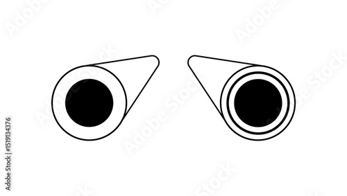 Polypropylene pipes, black isolated silhouette