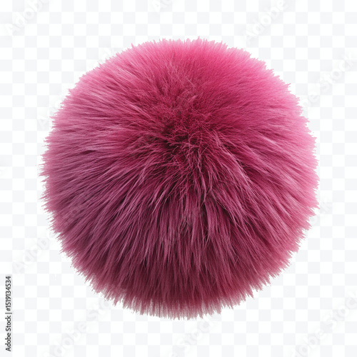 abstract 3d soft hairy fluffy fur ball or pom-pom in different color style isolated on white background