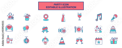 Party Icon Sheet Illustration Vector