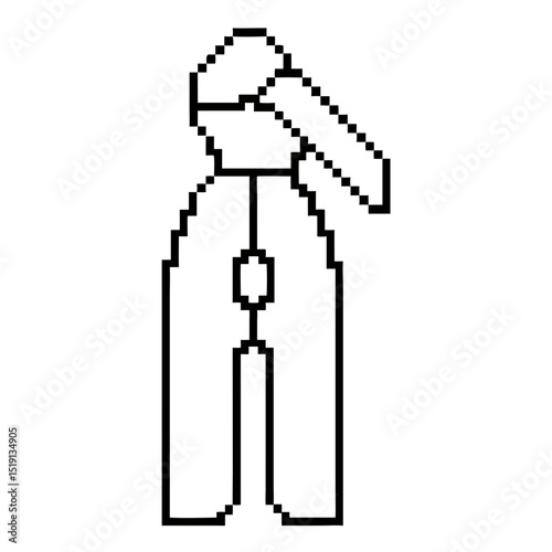 Stylish pixel  can opener in minimalist line art design with transparent background