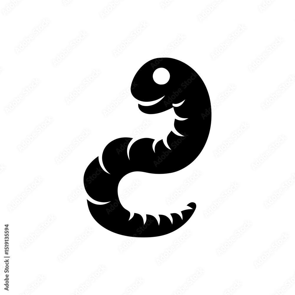 Fototapeta premium Snake or serpent icon, often symbolizing malware (like a computer worm), treachery, a hidden threat, or danger in cybersecurity and other contexts.