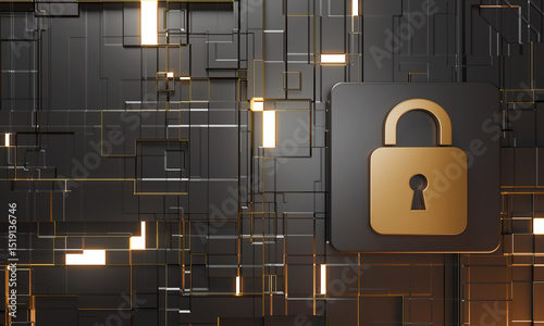 digital fortress a striking visual metaphor of robust data security, showcasing a digital padlock on a technologically advanced abstract backdrop, symbolizing protection.