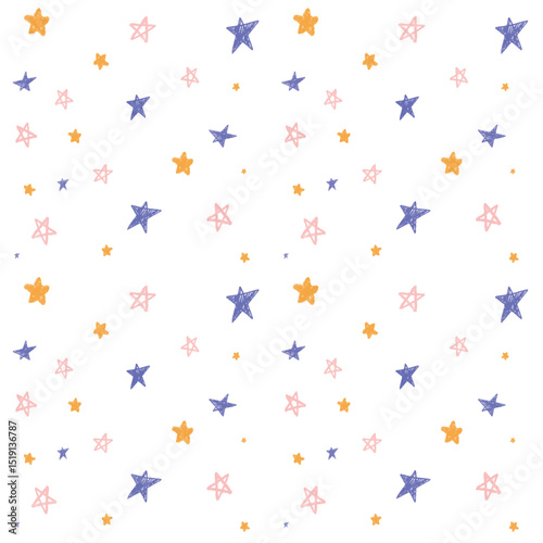 cute scribble star seamless pattern