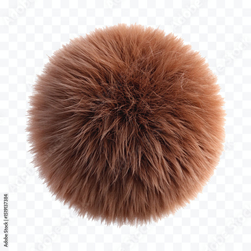 abstract 3d soft hairy fluffy fur ball or pom-pom in different color style isolated on white background
