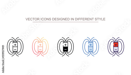 Electric Charge Field icon design with white background stock illustration