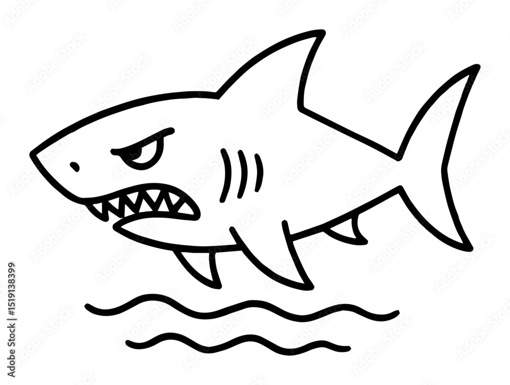 Obraz premium angry shark swimming vector cartoon illustration