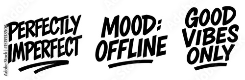 inspirational and funny slogan set hand drawn text