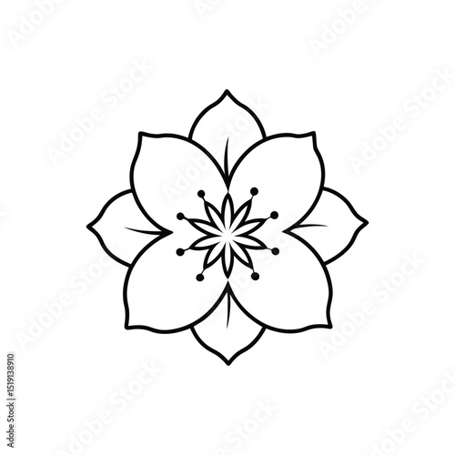 Sakura line art vector icon on white background.