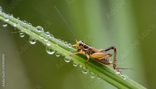 Grasshoppers in the field after the rain