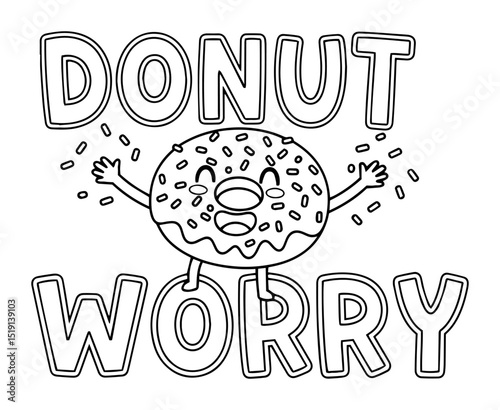 donut worry quote with funny smiling donut character