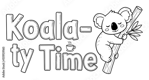 koala-ty time pun quote with sleeping koala