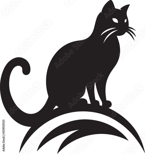 Black and white cat silhouettes with tribal animal designs