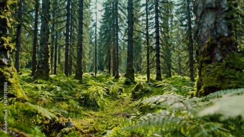 Wallpaper Mural Sunlight dappling through dense forest trees. Torontodigital.ca